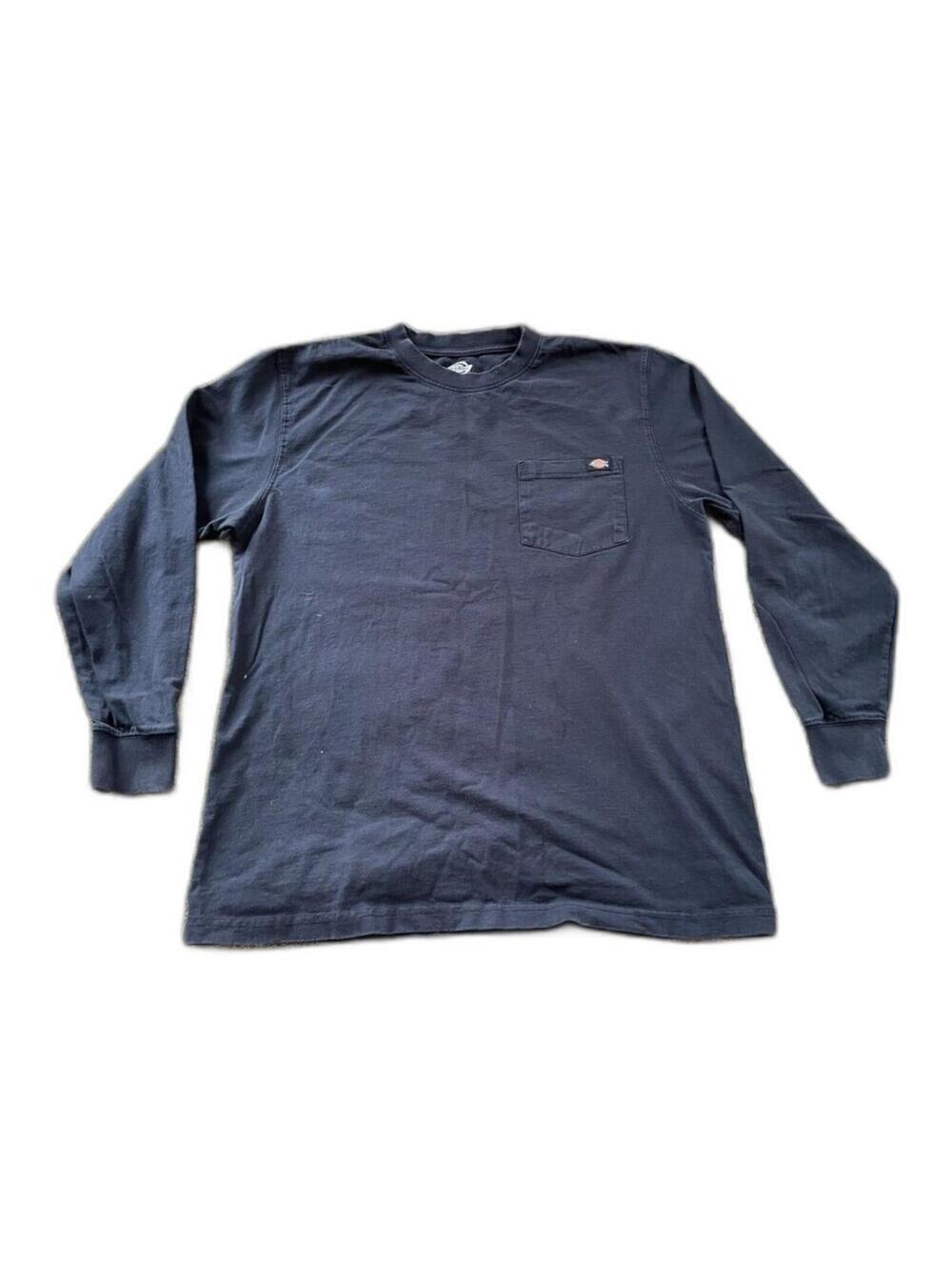Dickies Men's Heavyweight Long Sleeve Pocket T-Shirt Navy blue color L LARGE